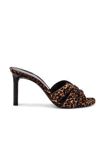 Saint Laurent Tribute Leopard Mules in Brown