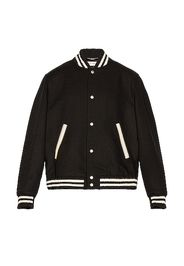 Saint Laurent Teddy College Varsity Jacket in Black & White