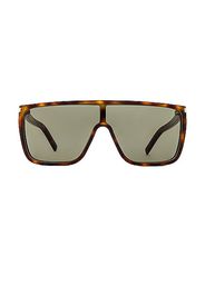 Saint Laurent Acetate Mask Sunglasses in Brown