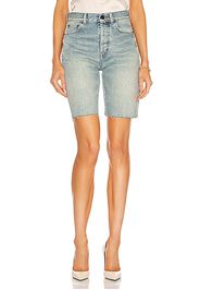 Saint Laurent Straight Denim Short in Denim-Light