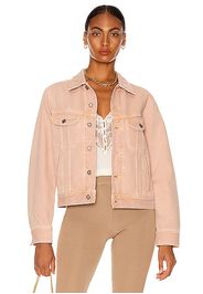 Saint Laurent Curved Denim Jacket in Pink