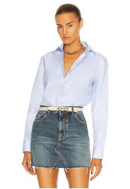 Saint Laurent Oversize Cotton Poplin Shirt in Baby Blue