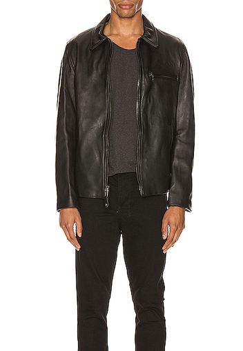 Schott Collar Lamb Leather Jacket in Black