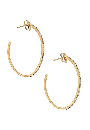 STONE AND STRAND XL Pave Hoop Earrings in Metallic Gold