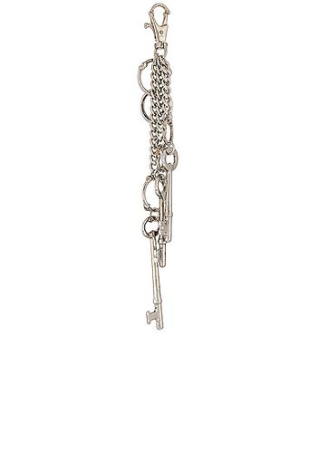 TAKAHIROMIYASHITA The Soloist Bone Shaped Ring Hook Keychain in Metallic Silver