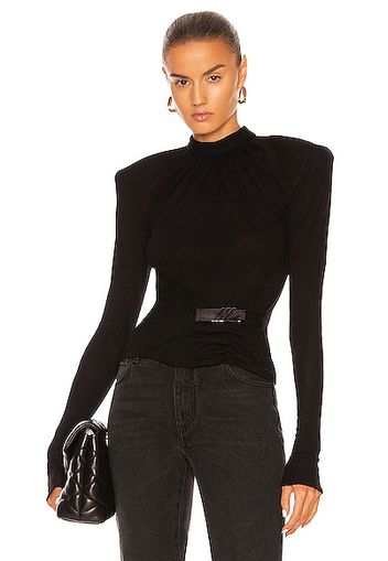 THE ATTICO Ruched Long Sleeve Top in Black