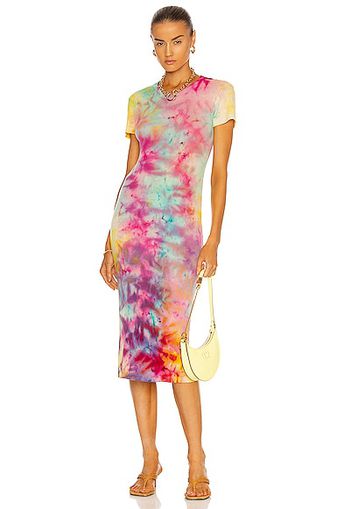 The Elder Statesman Paper Rainbow Short Sleeve Dress in Pink