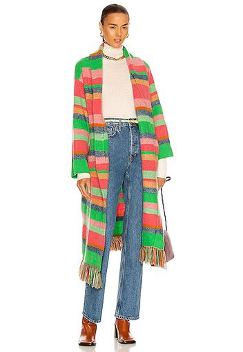 The Elder Statesman Cashmere Pace Stripe Fringe Coat