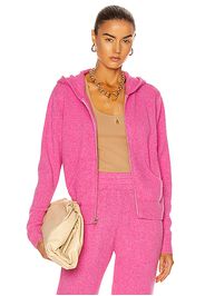 The Elder Statesman Heavy Crop Zip Hoodie in Pink