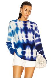 The Elder Statesman Triptych Medium Rib Relax Crew Sweater in Blue