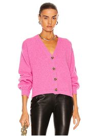 The Elder Statesman Cashmere Heavy Balloon Sleeve Cardigan in Pink