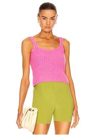 The Elder Statesman Cashmere Heavy Rib Cami Top in Pink