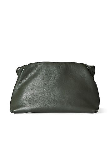 The Row Bourse Grain Leather Clutch in Olive