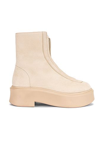 The Row Zipped Booties in Beige