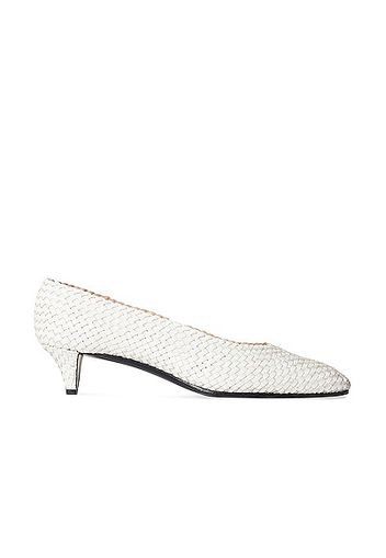 The Row Lady D Woven Leather Kitten Heels in White