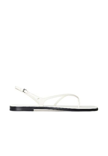 The Row Constance Leather Flat Sandals in White