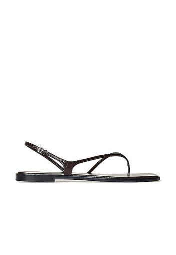 The Row Constance Leather Flat Sandals in Brown
