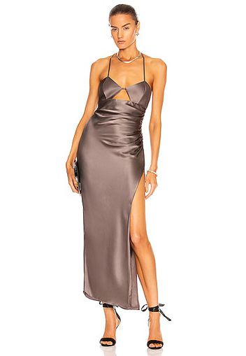 The Sei Cut Out Ruched Midi Dress in Grey