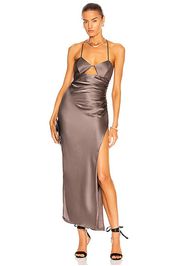 The Sei Cut Out Ruched Midi Dress in Grey