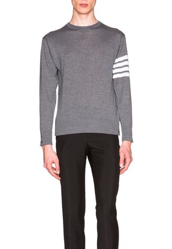 Thom Browne Classic Merino Crewneck Sweater in Grey