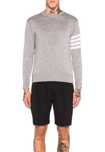 Thom Browne Classic Merino Crewneck Sweater in Grey