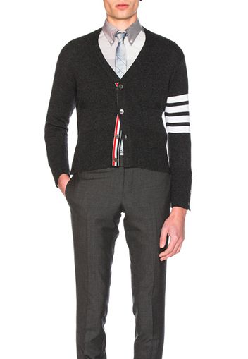Thom Browne Classic Cashmere Cardigan in Gray