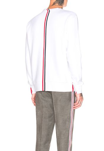 Thom Browne Back Stripe Crewneck Pullover in White