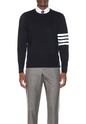 Thom Browne Merino Wool Crewneck Pullover in Blue,Stripes