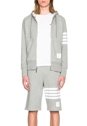 Thom Browne Engineered 4 Bar Zip Hoodie in Gray