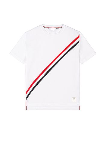 Thom Browne Diagonal Stripe Tee in White