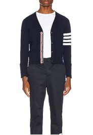 Thom Browne Cashmere Cardigan with Bar Stripe Sleeve in Blue