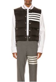 Thom Browne Downfilled 4 Bar Snap Front Vest in Black