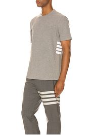 Thom Browne 4 Bar Short Sleeve Cuff Tee in Gray