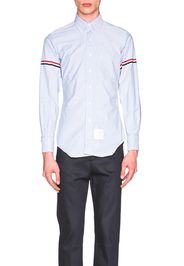 Thom Browne Classic Button Down with Grosgrain Armbands in Light Blue