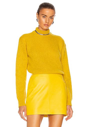 TOM FORD Brushed Mohair Mock Neck Sweater in Mustard