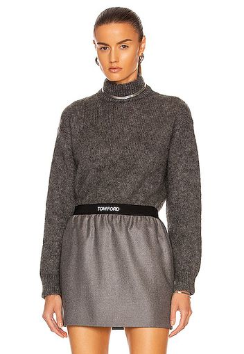 TOM FORD Brushed Mohair Mock Neck Sweater in Grey