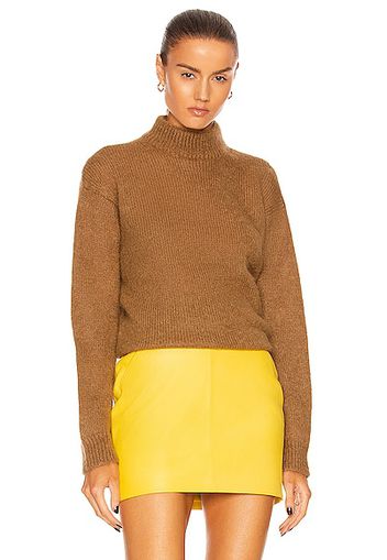 TOM FORD Brushed Mohair Mock Neck Sweater in Tan