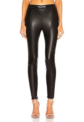 TOM FORD Leather Logo Waist Legging in Black