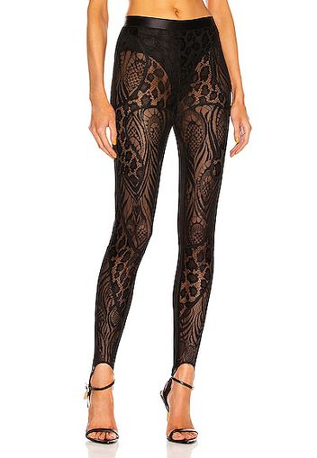 TOM FORD Leopard Chantilly Stirrup Pant in Black