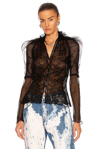TOM FORD Illusion Tulle Cocktail Top in Black