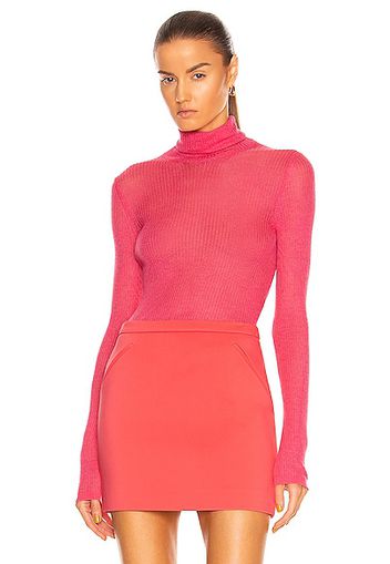 TOM FORD Cashmere Silk Rib Turtleneck Top in Pink