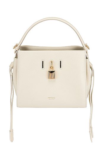 TOM FORD Padlock Small Top Handle Bag in White