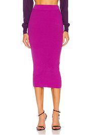 TOM FORD Cashmere Ribbed Midi Skirt in Fuchsia