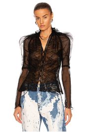 TOM FORD Illusion Tulle Cocktail Top in Black