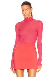 TOM FORD Cashmere Silk Rib Turtleneck Top in Pink