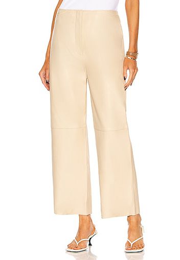 Toteme Wide Leather Trouser in Beige