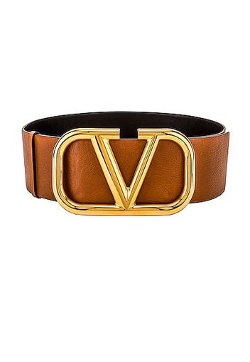 Valentino Garavani V Logo Buckle Belt in Tan