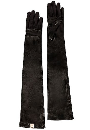 Valentino Garavani Roman Stud Long Sleeve Gloves in Black