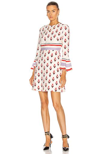 Valentino Printed Mini Dress in White,Red,Abstract