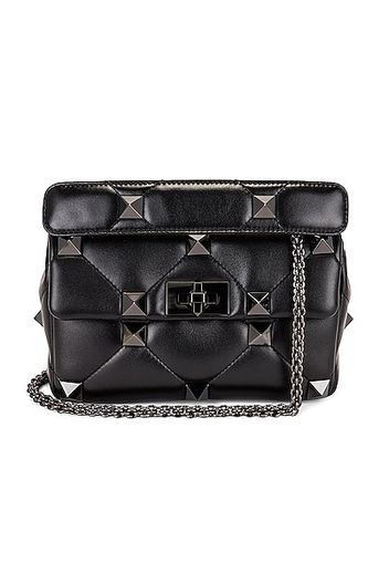 Valentino Garavani Roman Stud Shoulder Bag in Black